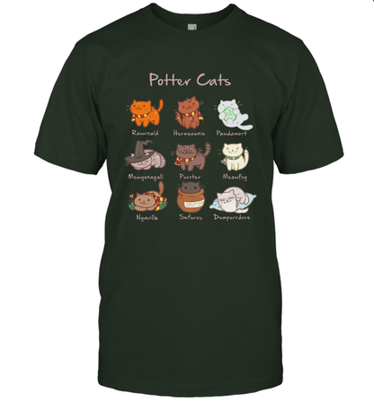 Potter Cats Harry Potter Fan T-Shirt T-Shirt Forest Green
