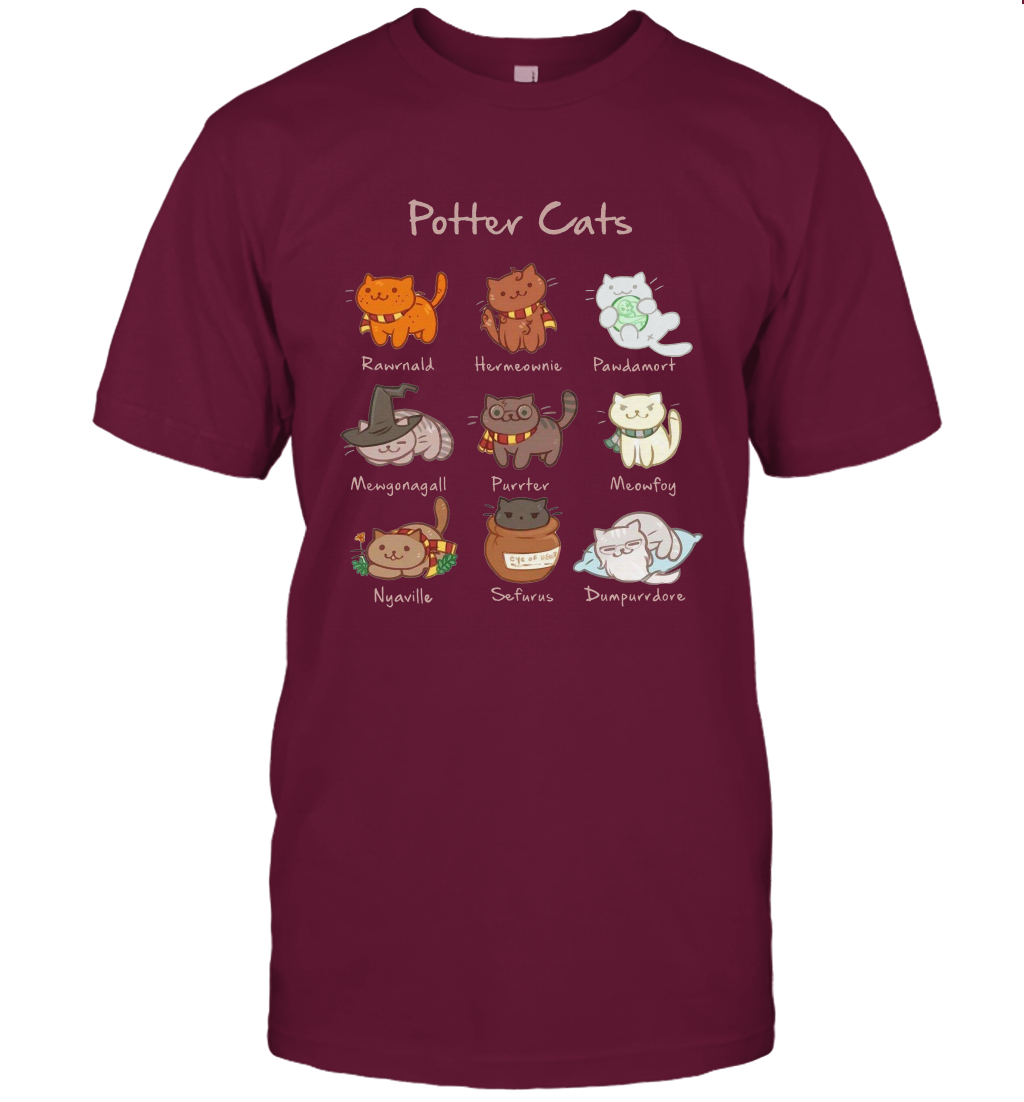 Potter Cats Harry Potter Fan T-Shirt T-Shirt Maroon
