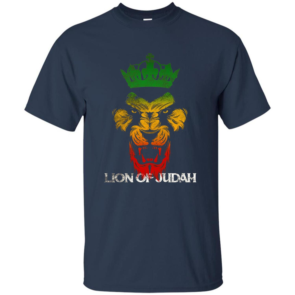 Lion Of Judah Rasta Reggae Roots T-shirt Navy