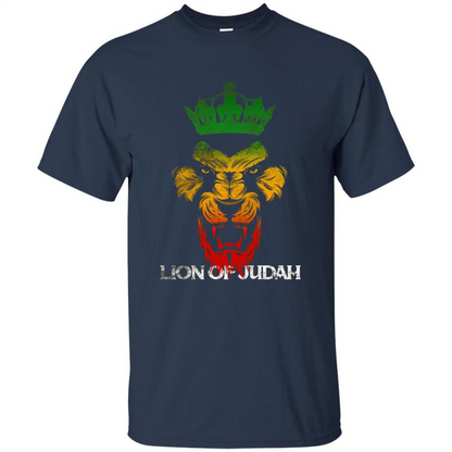 Lion Of Judah Rasta Reggae Roots T-shirt Navy