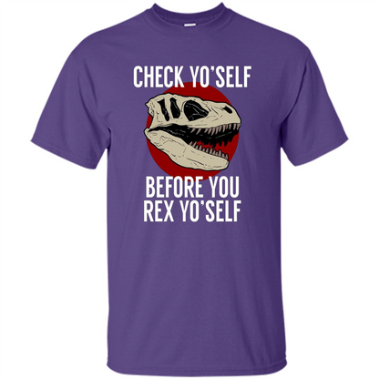 Dinosaur T-shirt Check Yo'Self Before You Rex Yo'Self T-shirt Purple