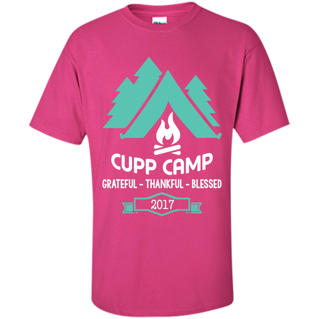 Camping T-shirt Cupp Camp Grateful - Thankful - Blessed 2017 Heliconia