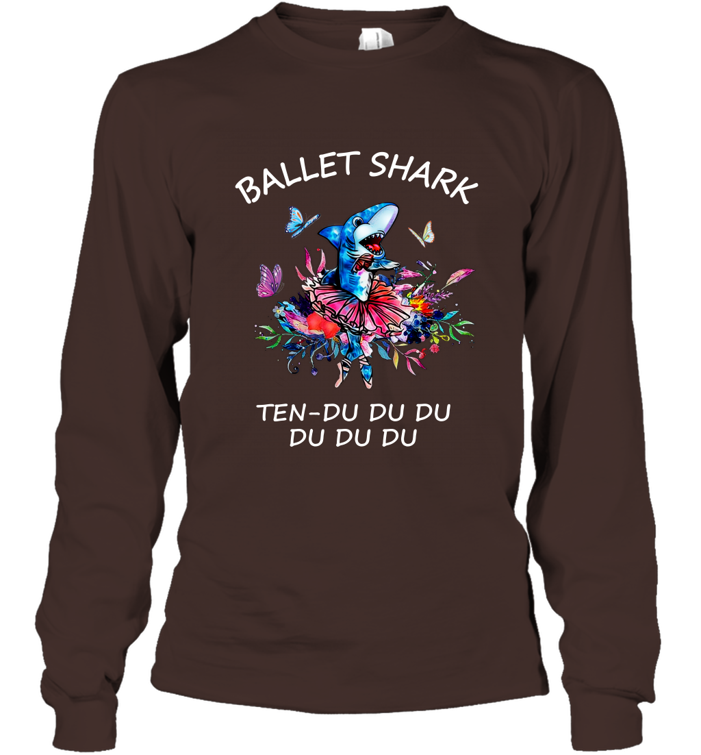 Ballet Shark Ten Duu Duu Duu Shirt Long Sleeve T-Shirt Dark Chocolate