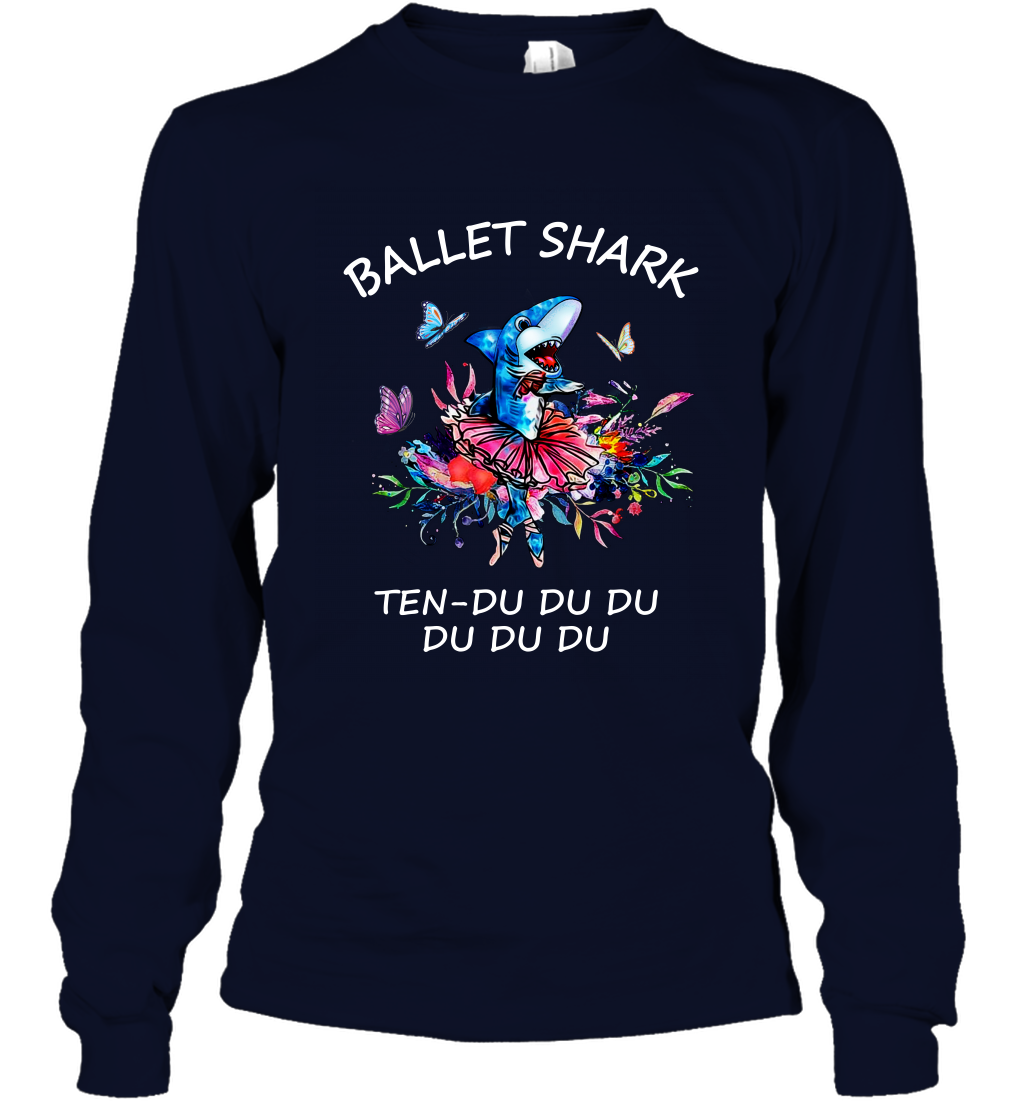Ballet Shark Ten Duu Duu Duu Shirt Long Sleeve T-Shirt Navy