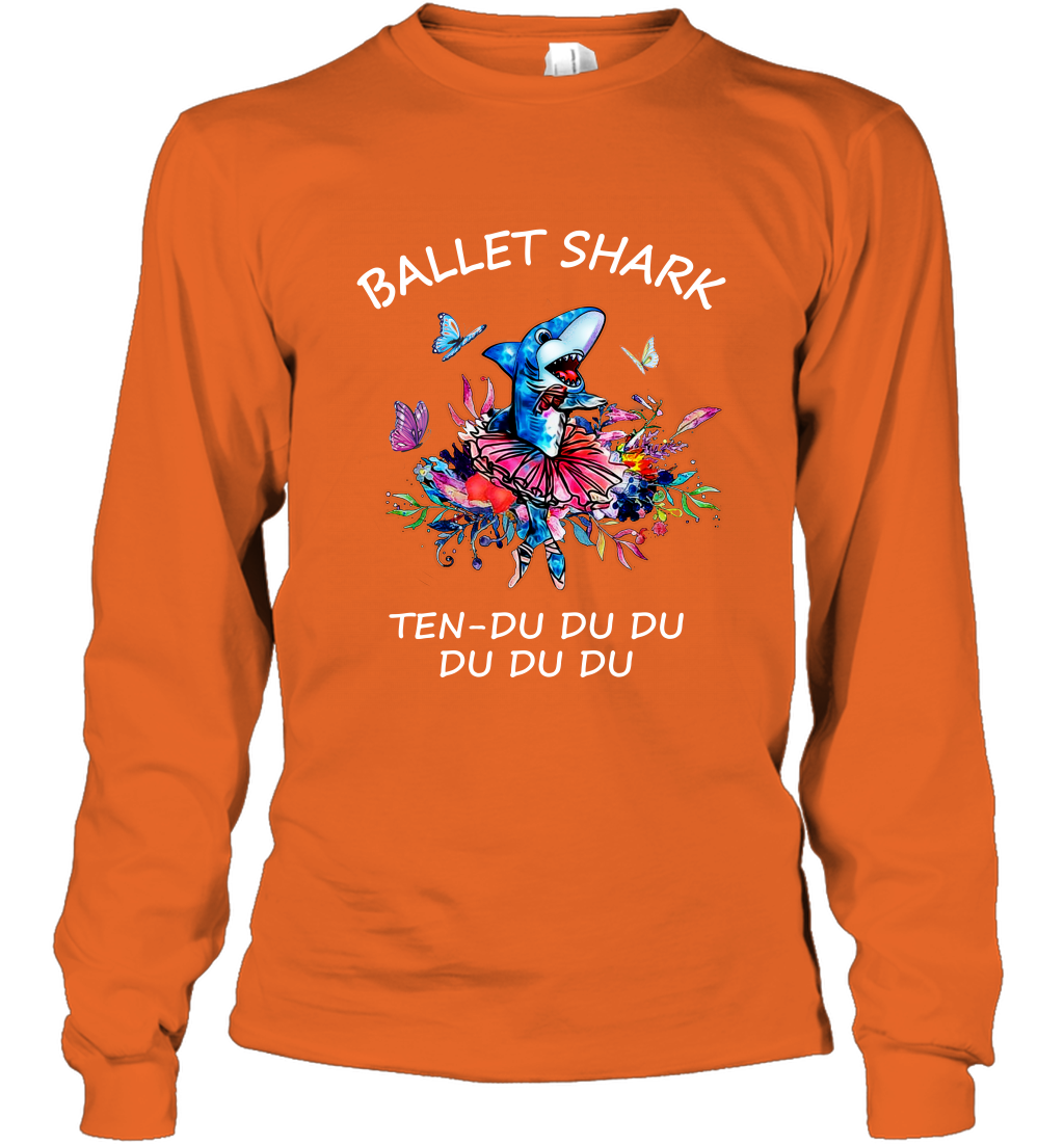 Ballet Shark Ten Duu Duu Duu Shirt Long Sleeve T-Shirt Orange