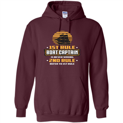 Funny Boat Captain Rules T-shirt Boat Captain Is Never Wrong Maroon