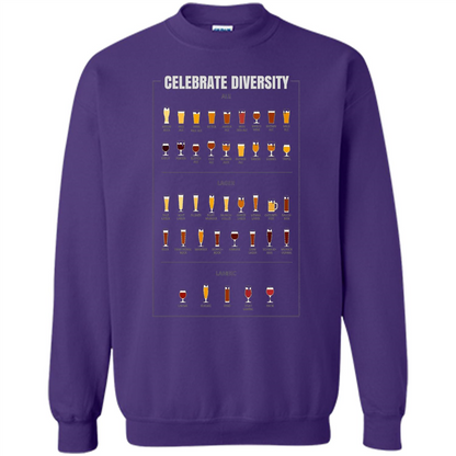 Celebrate Diversity Beer Glasses T-shirt Purple