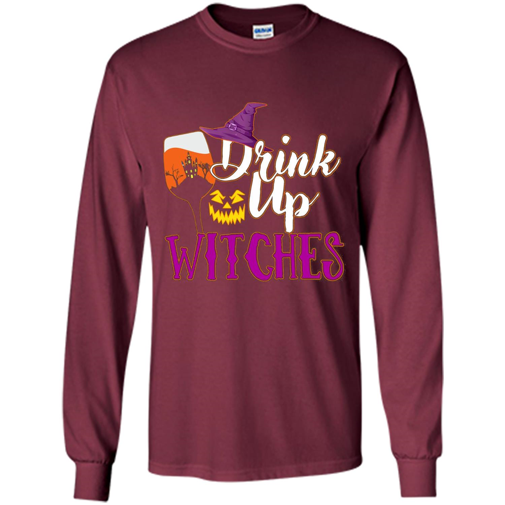 Drink Up Witches T Shirt Funny Halloween Costume Maroon