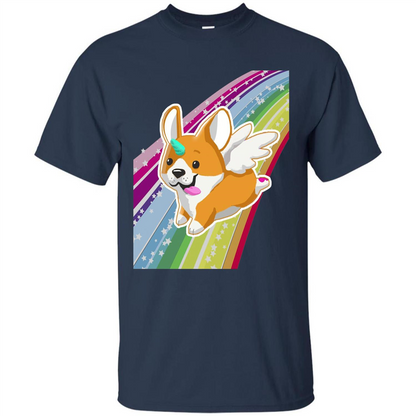 Rainbow Unicorg Corgi Lover T-shirt Navy