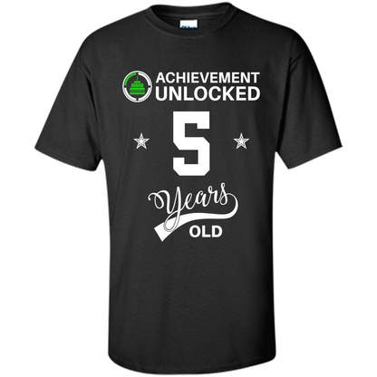 Happy 5th birthday T-shirt Achievement Unlocked 5 Years Old Black