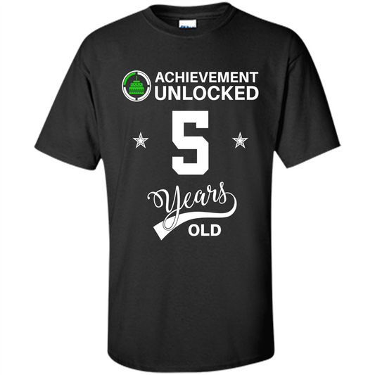 Happy 5th birthday T-shirt Achievement Unlocked 5 Years Old Black