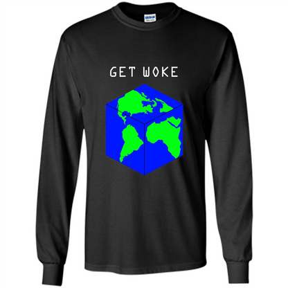 Flat Earther Get Woke T-shirt Earth Society T-shirt Black