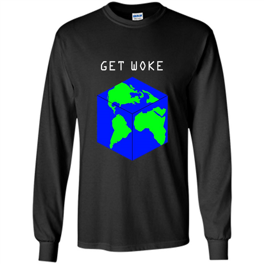 Flat Earther Get Woke T-shirt Earth Society T-shirt Black