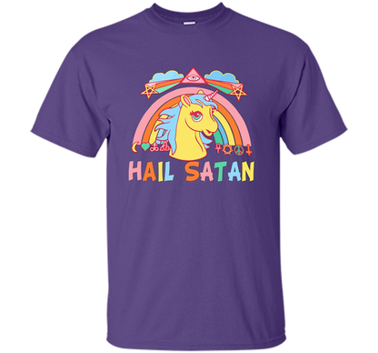 Unicorn Hail Satan Death Metal Rainbown T-shirt Purple