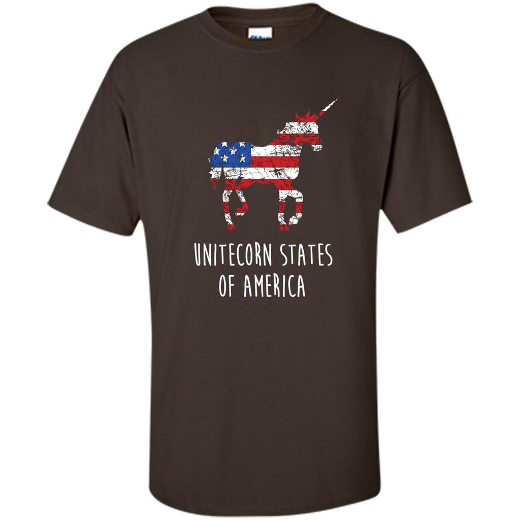 Unicorn T-shirt Unitecorn States of America Funny 4th of July Dark Chocolate