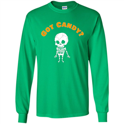 Cute Skeleton Asking For Candy Halloween T-shirt Irish Green