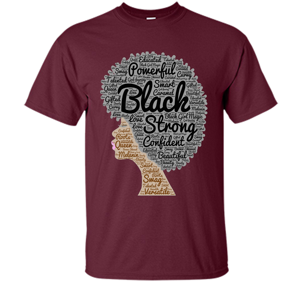 Afro Word Art Natural Hair T-Shirt for Black Women shirt Maroon