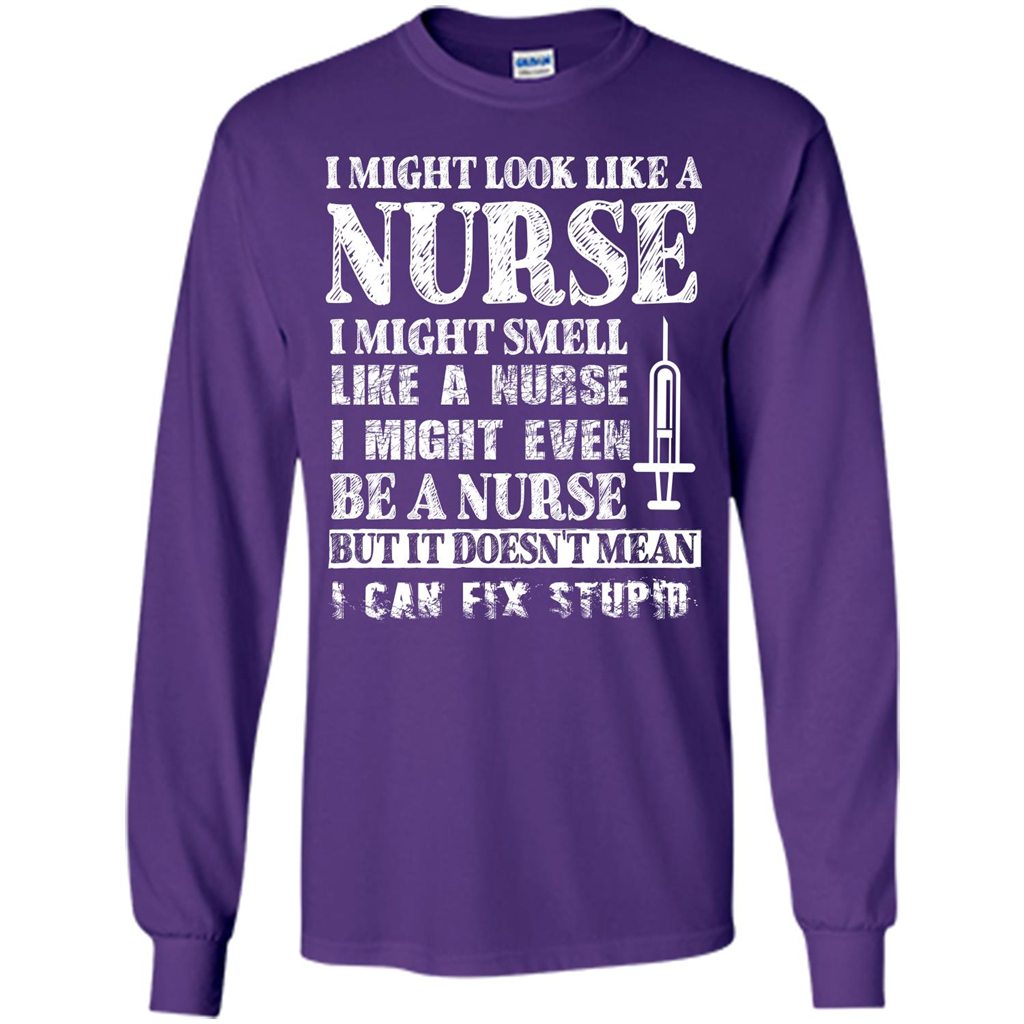 Nurse T-shirt It Doesn't Mean I Can Fix Stupid Purple