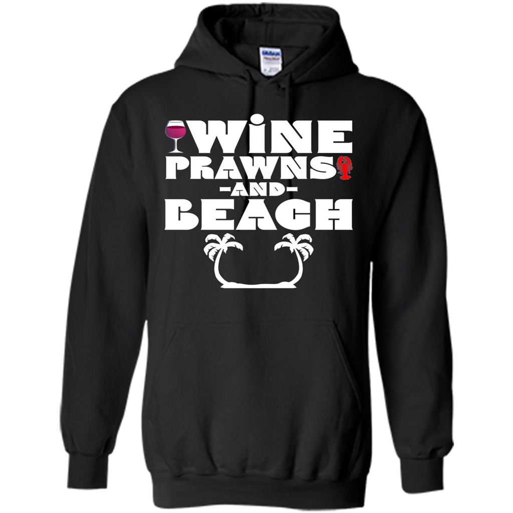 Wine Summer Time With Beach And Prawns T-Shirt Black