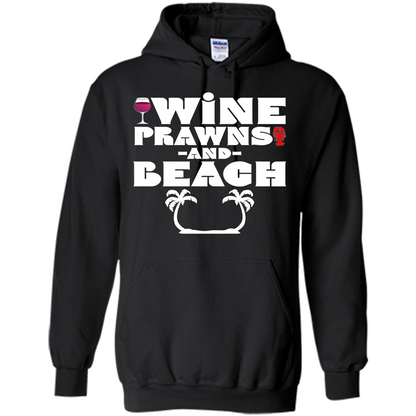 Wine Summer Time With Beach And Prawns T-Shirt Black