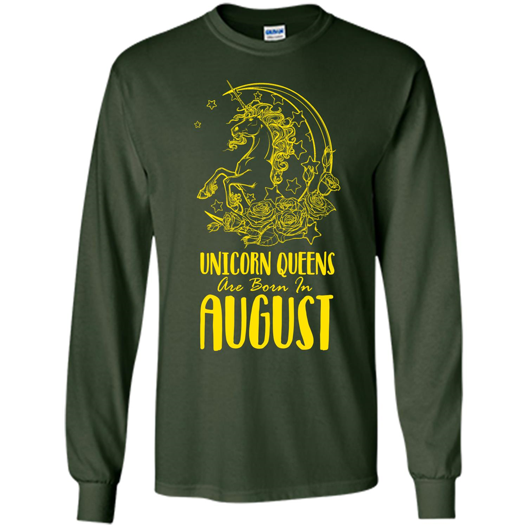 Augus Unicorn T-shirt Unicorn Queens Are Born In August Forest Green