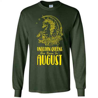 Augus Unicorn T-shirt Unicorn Queens Are Born In August Forest Green