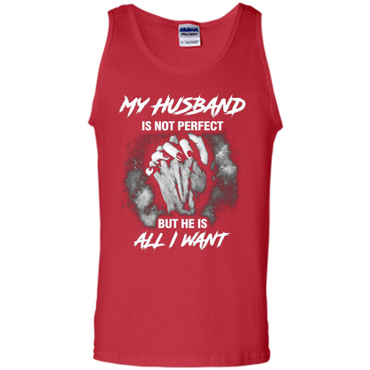 Wife T-shirt My Husband Is Not Perfect But He Is All I Need Red