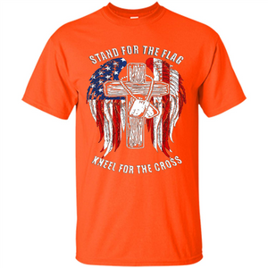 Military T-shirt Stand For The Flag Kneel For The Cross