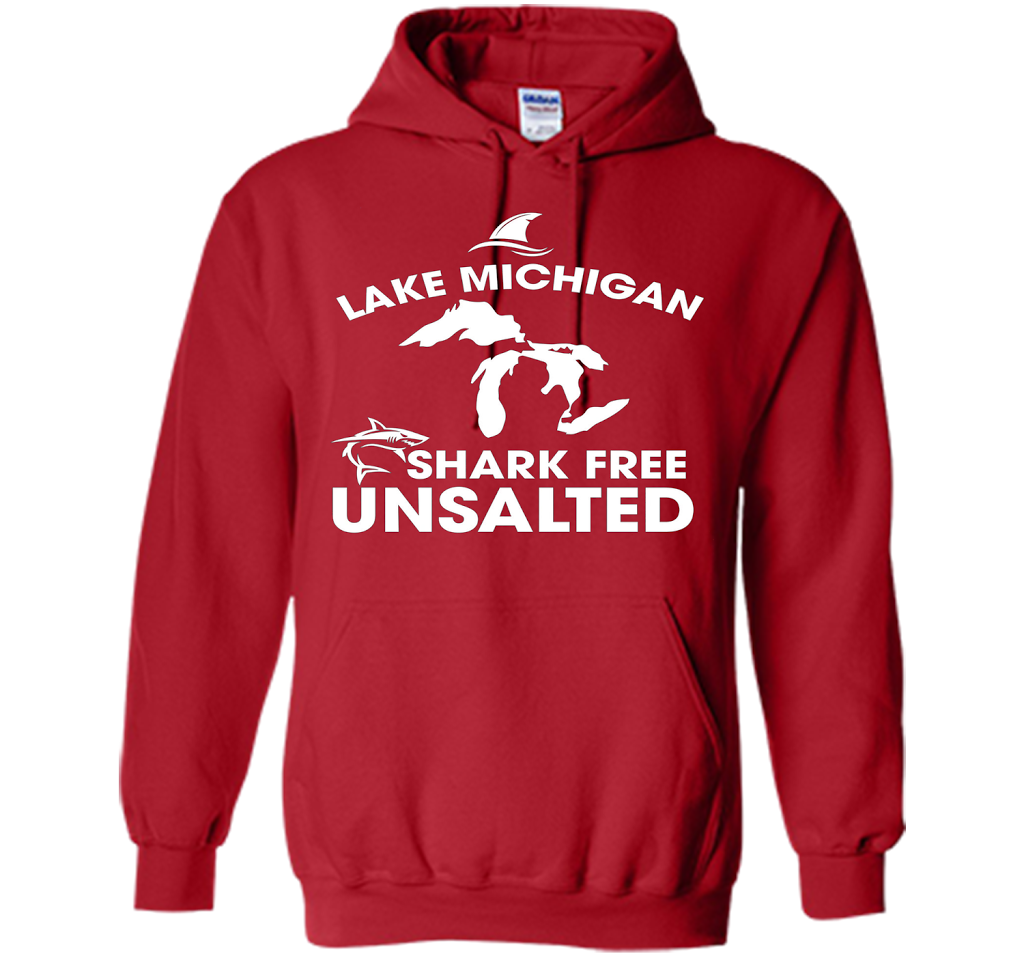 Lake Michigan T-Shirt Unsalted Shark Free Great Lakes T-shirt Red