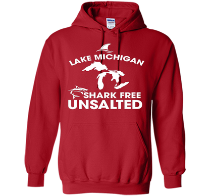 Lake Michigan T-Shirt Unsalted Shark Free Great Lakes T-shirt Red