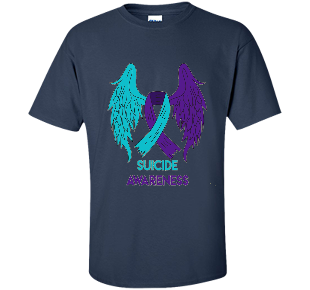 Suicide Awareness Shirt Wings and Ribbon Suicide Prevention shirt Navy