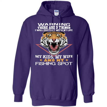 Fisherman T-shirt Warning There Are 3 Things I Will Protect With My Life Purple