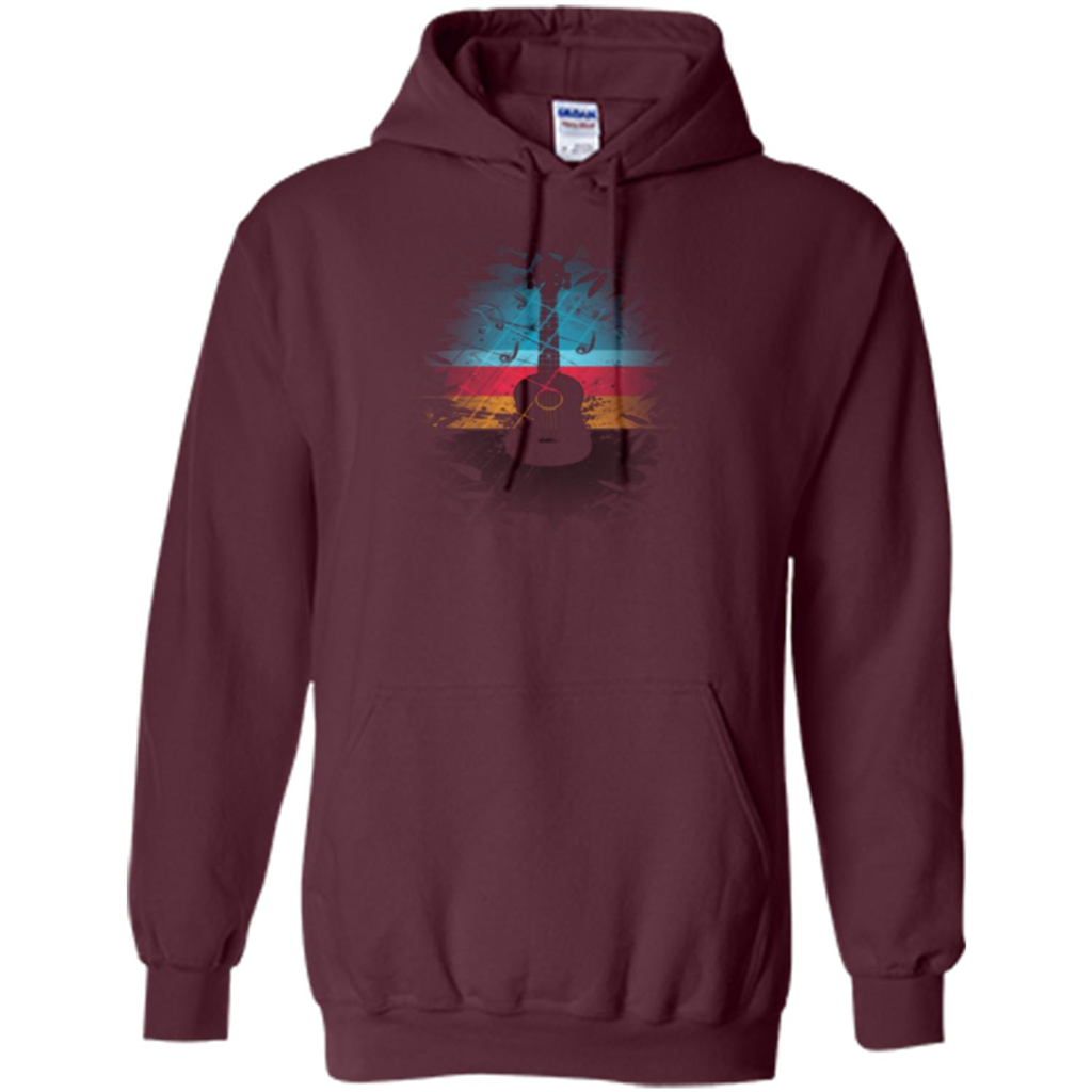 Guitar Vintage Sunset Uke And Instruments T-shirt Maroon