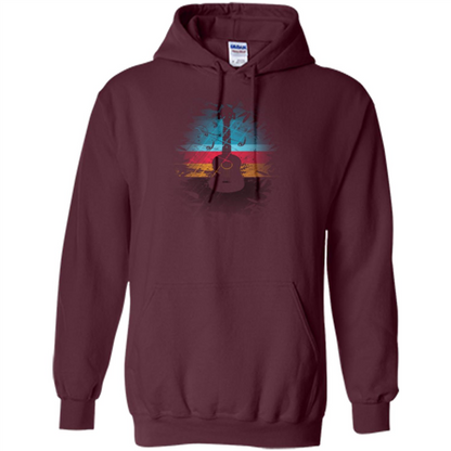 Guitar Vintage Sunset Uke And Instruments T-shirt Maroon