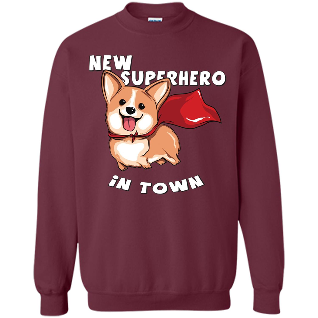 Corgi Doggy T-Shirt New Superhero In Town T-shirt Maroon