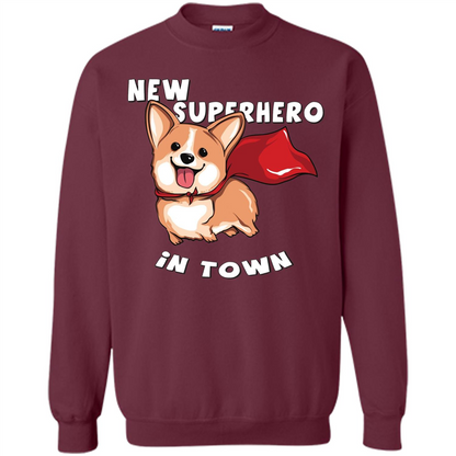 Corgi Doggy T-Shirt New Superhero In Town T-shirt Maroon