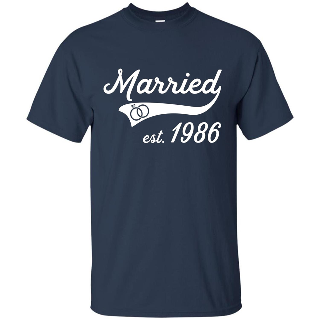 Married Since 1986 T-shirt Wedding Anniversary T-Shirt Navy