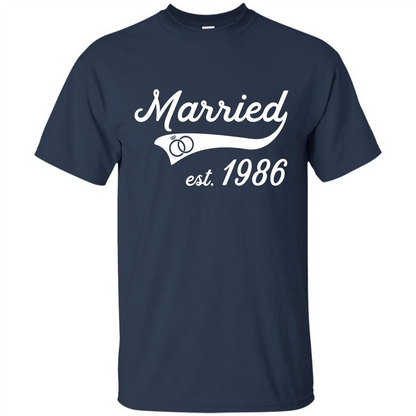 Married Since 1986 T-shirt Wedding Anniversary T-Shirt Navy