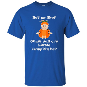 He Or She What Will Little Pumpkin Be Baby Shower T-shirt