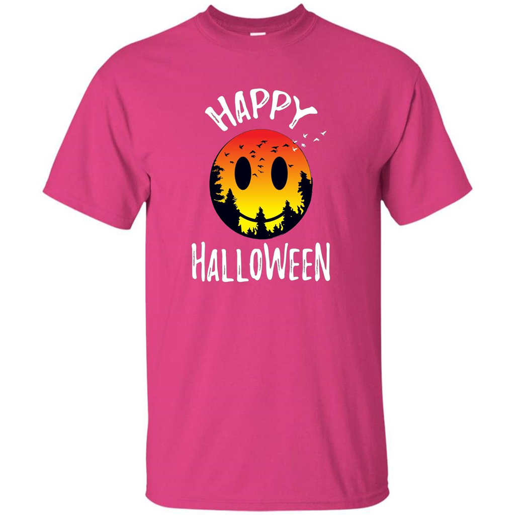 Cute Halloween T-shirt Spooky Camp Happy Face Emoji T-shirt Heliconia