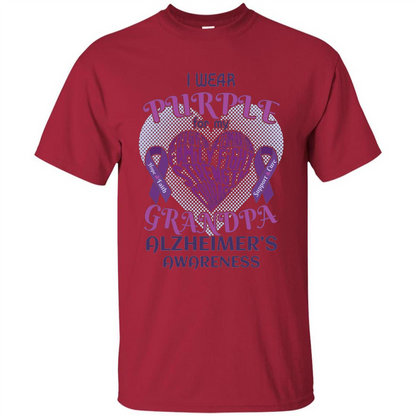 I Wear Purple For My Grandpa Alzheimer's Awareness T-Shirt Cardinal
