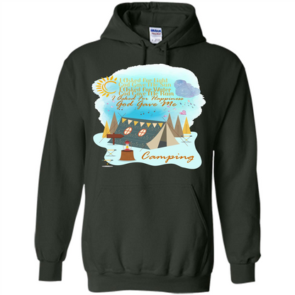 Camping T-shirt I Asked For Happiness God Gave Me Camping Forest Green