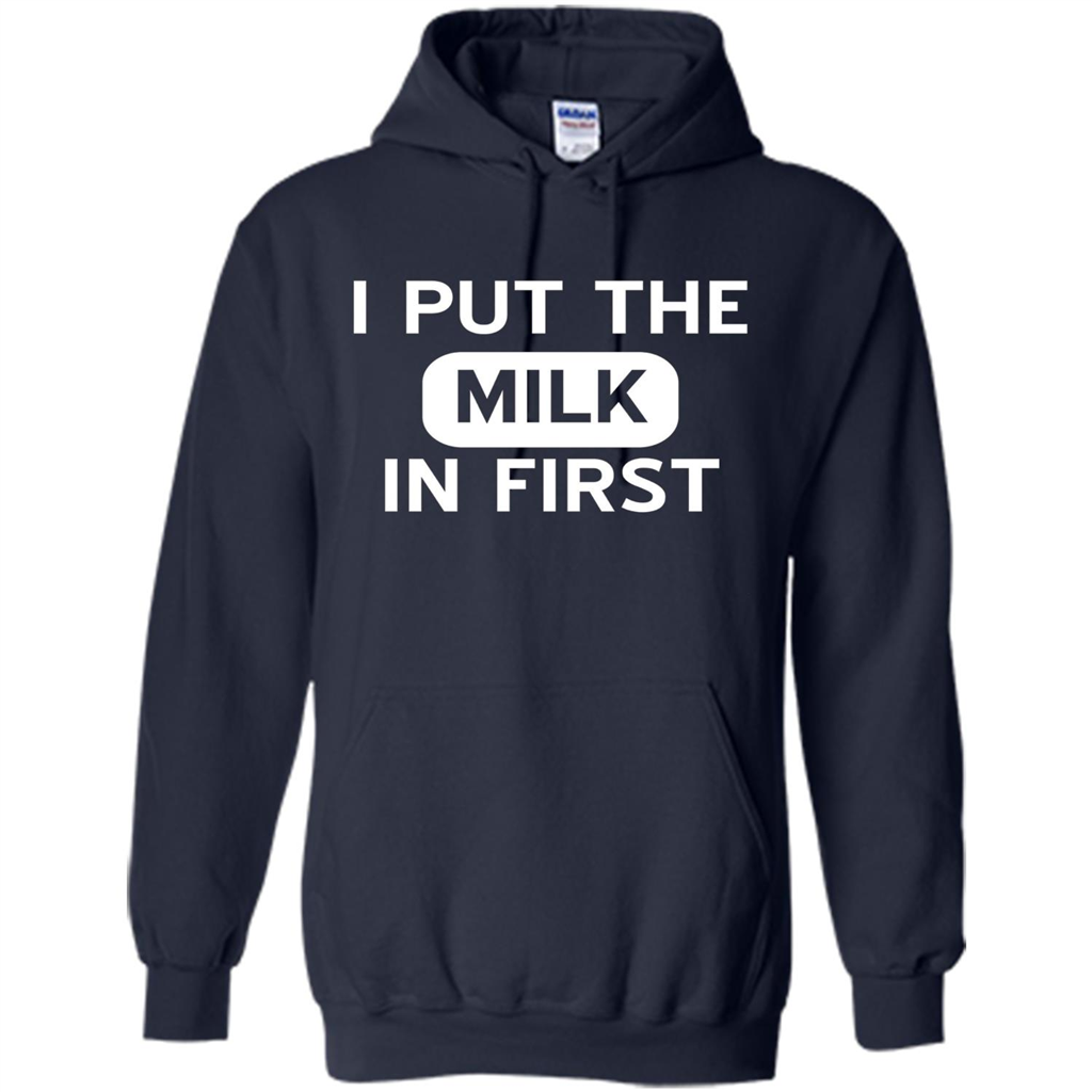 England British Biscuit Cereal T-shirt I Put The Milk In First Navy
