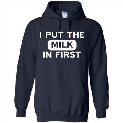 England British Biscuit Cereal T-shirt I Put The Milk In First Navy