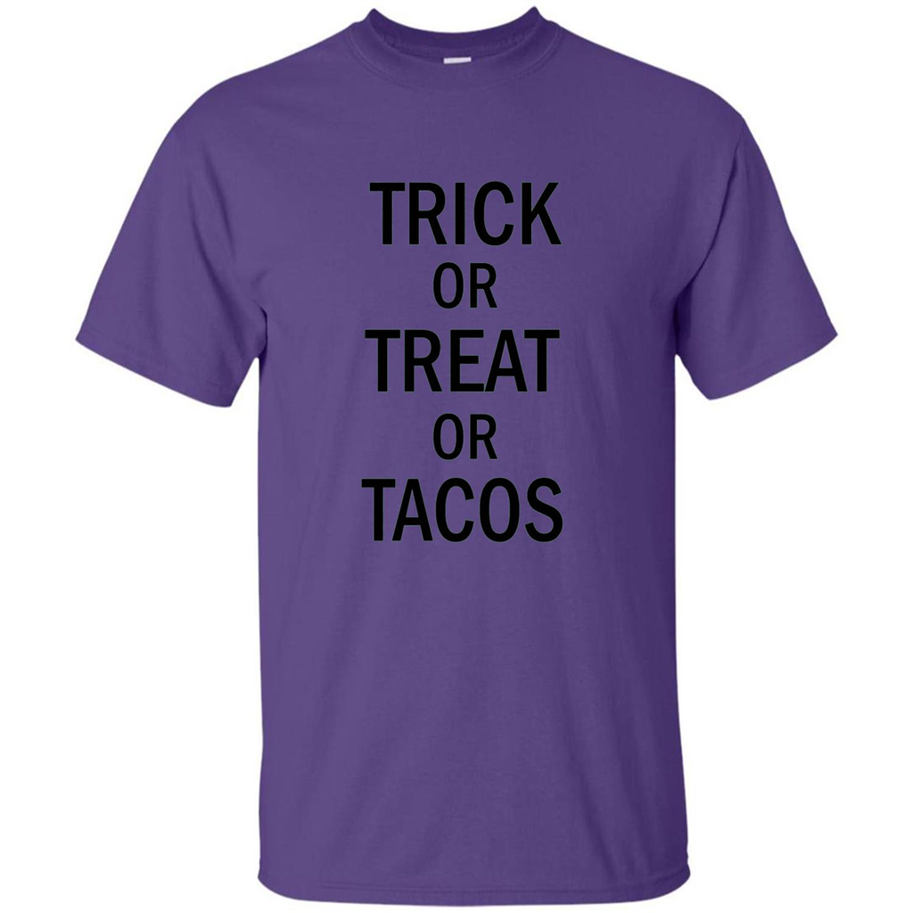 Trick or Treat or Tacos T-shirt Funny Halloween Costume T-shirt Purple