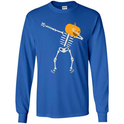 Dabbing Skeleton T-shirt Pumpkin Funny Halloween T-shirt Royal