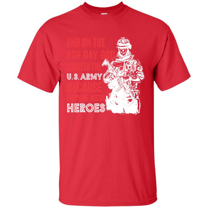 Military T-shirt And On The 9th Day God Created The U S Army Red
