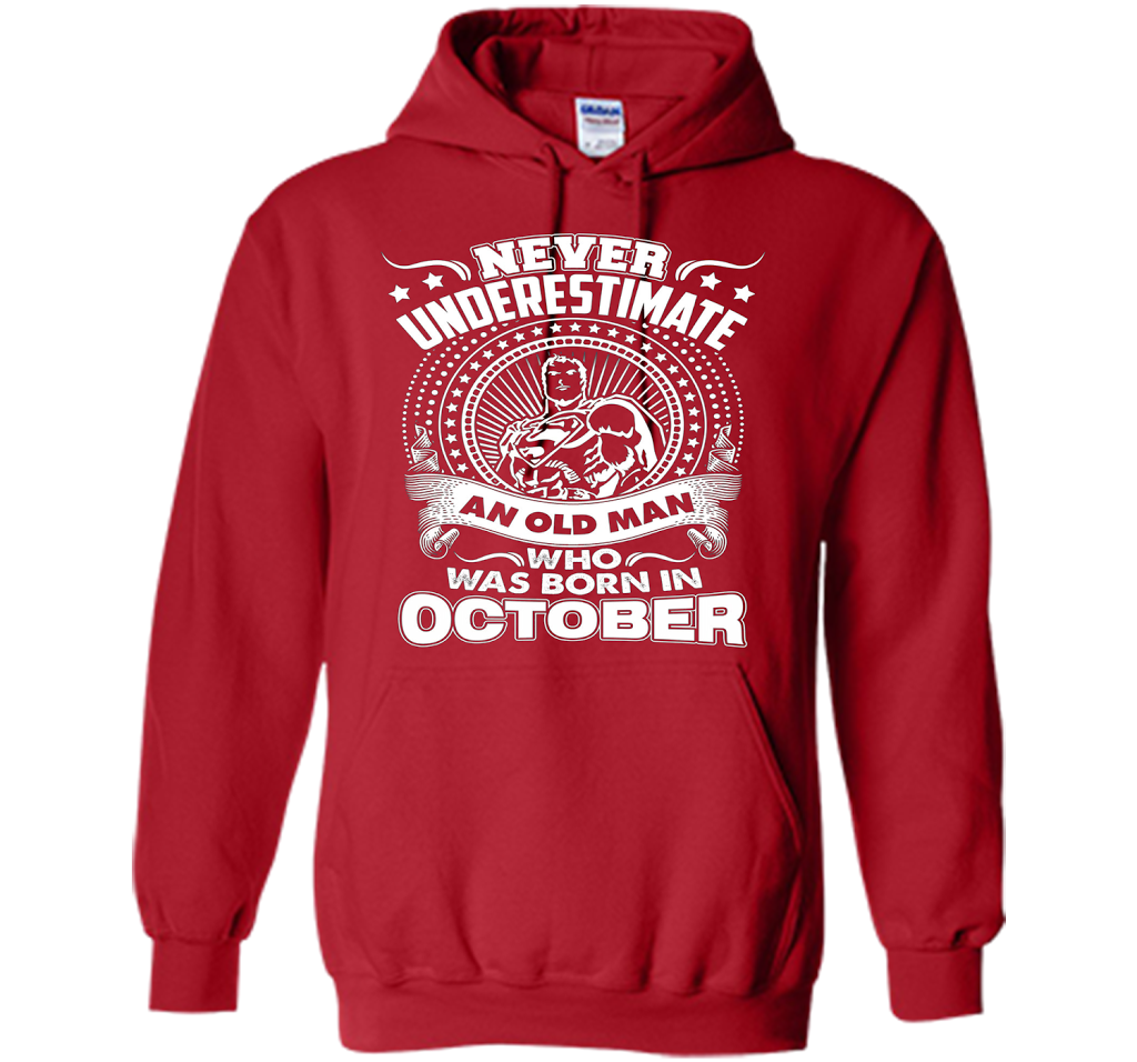 Never Underestimate An Old Man Who Was Born In October T-shirt Red