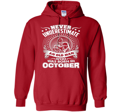 Never Underestimate An Old Man Who Was Born In October T-shirt Red