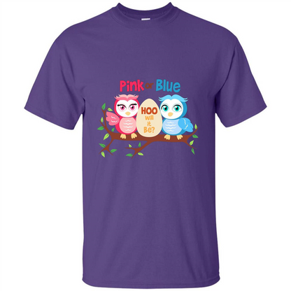 Pregnancy T-shirt Owl Pink Or Blue Hoo Will It Be Purple